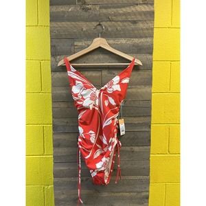 Kona Sol Size S 4-6 Womens Large Floral Tropical One Piece Swimsuit NWT